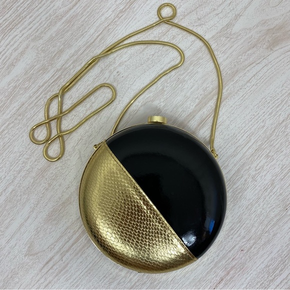Nine West Round Black/Gold Clutch Bag - Picture 2 of 5